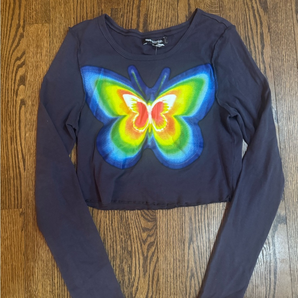 Urban Outfitters Multicolor Butterfly Long Sleeve Top